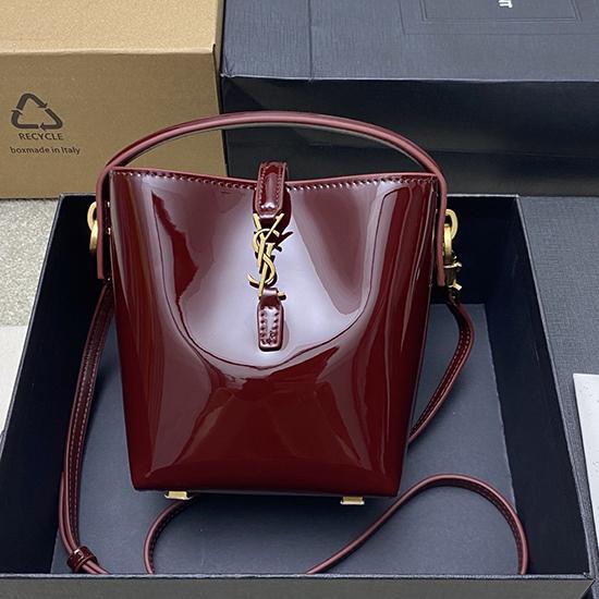 Saint Laurent mini LE 37 Patent Bucket Bag Burgundy 765870 Saint Laurent mini LE 37 Patent Bucket Bag Burgundy 765870
