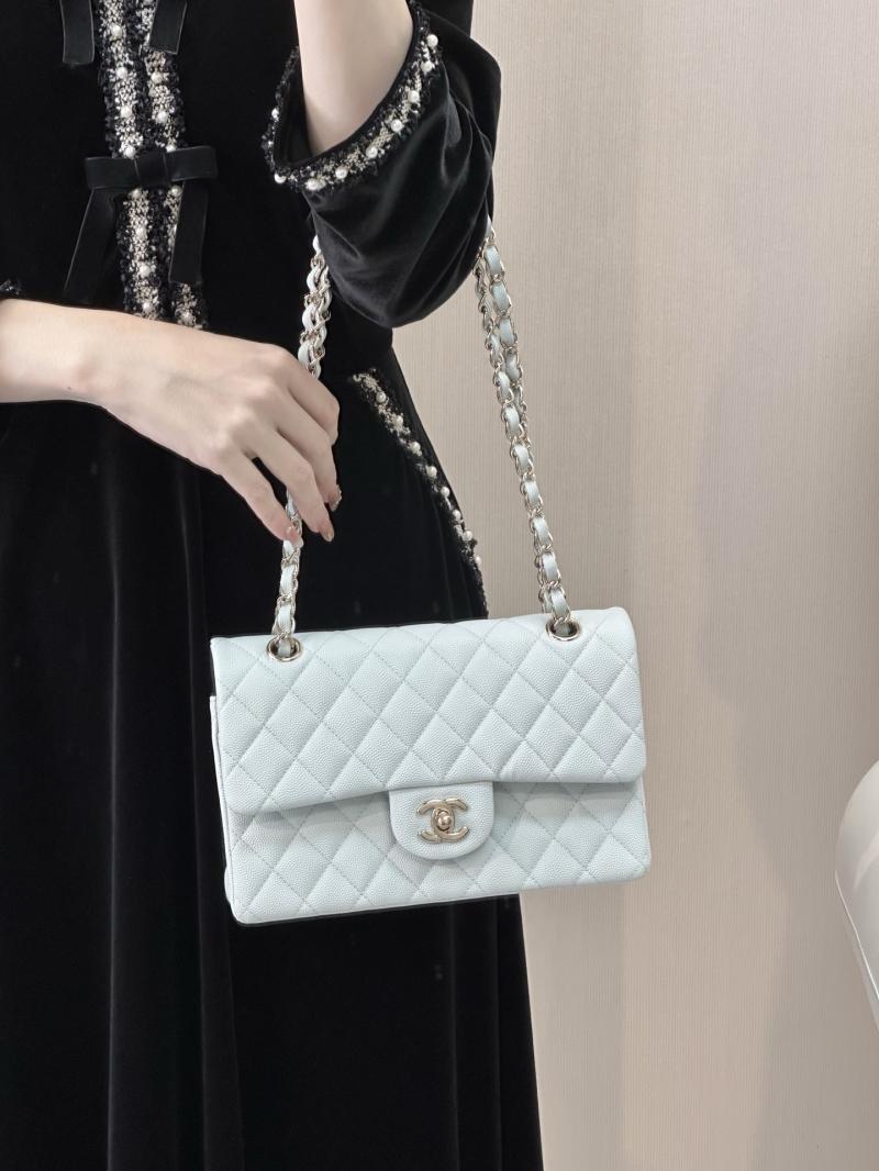 Small Chanel Grained Calfskin Flap Bag Light Blue A01117