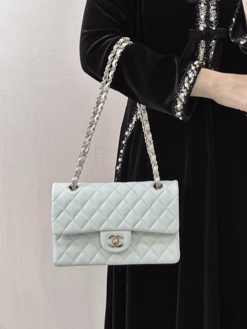 Small Chanel Grained Calfskin Flap Bag Light Blue A01117