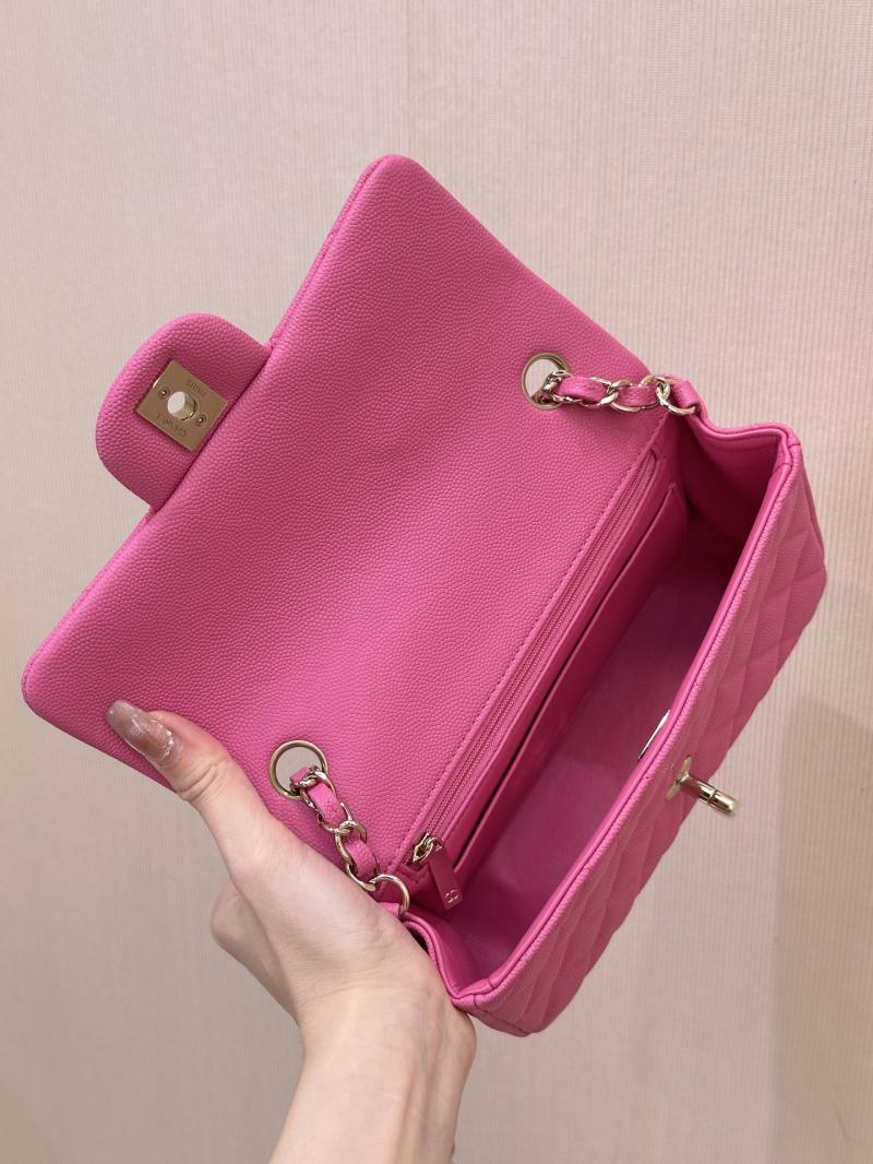 Small Chanel Grained Calfskin Flap Bag Peach A01116