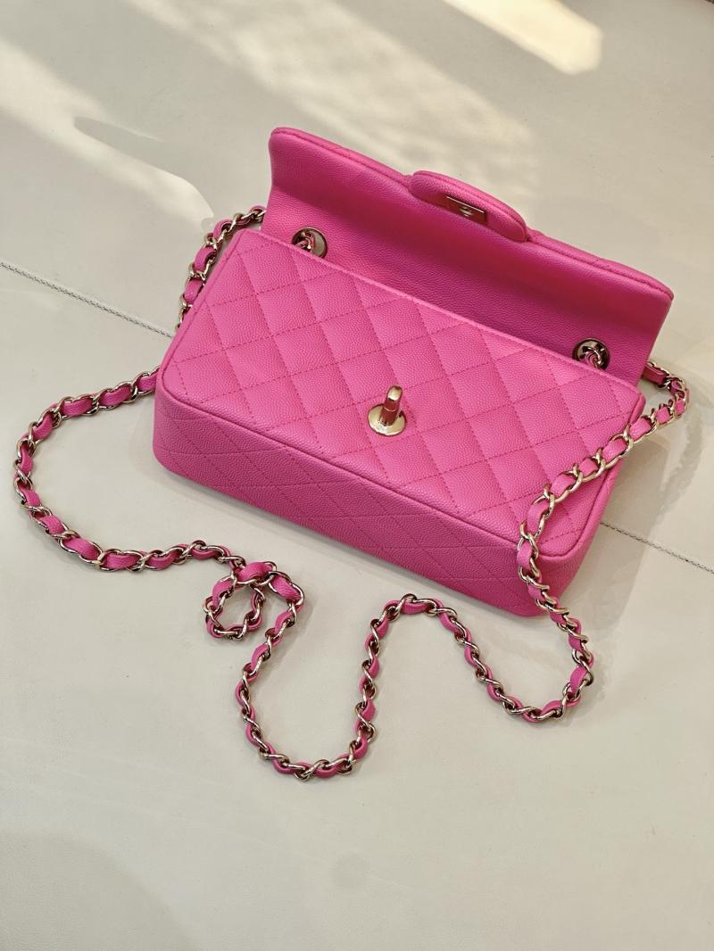 Small Chanel Grained Calfskin Flap Bag Peach A01116