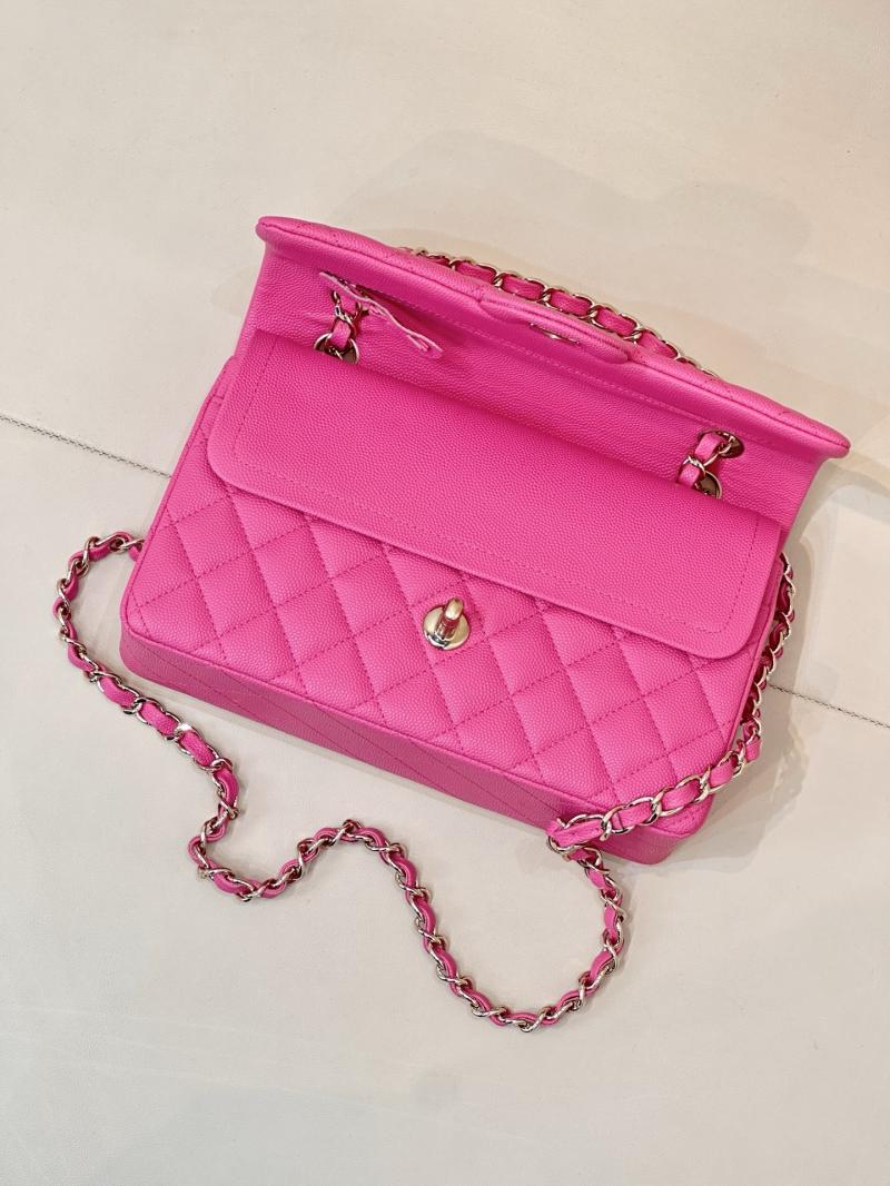 Small Chanel Grained Calfskin Flap Bag Rose A01117