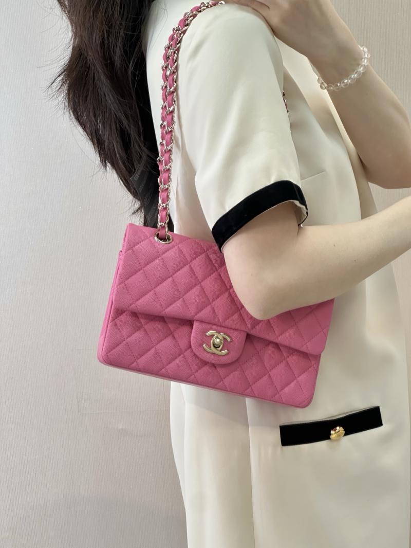 Small Chanel Grained Calfskin Flap Bag Rose A01117