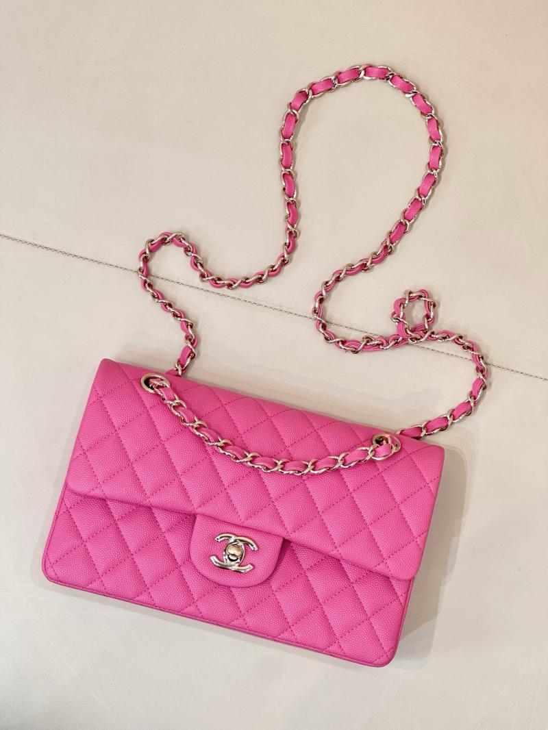 Small Chanel Grained Calfskin Flap Bag Rose A01117