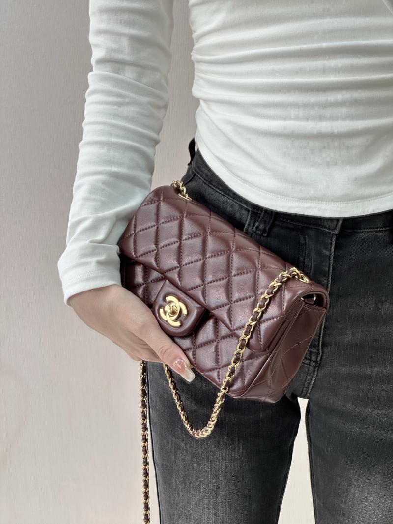 Small Chanel Lambskin Flap Bag Burgundy AS1787