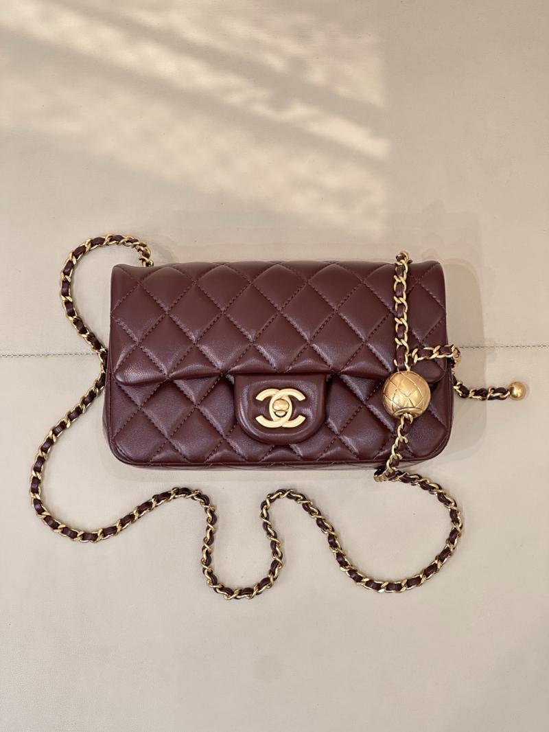 Small Chanel Lambskin Flap Bag Burgundy AS1787