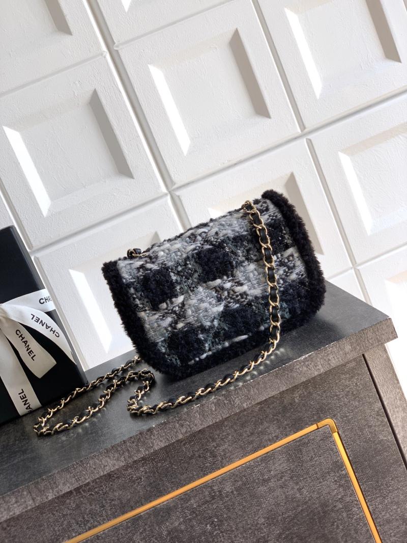 Small Chanel Tweed Flap Bag A01116 Black