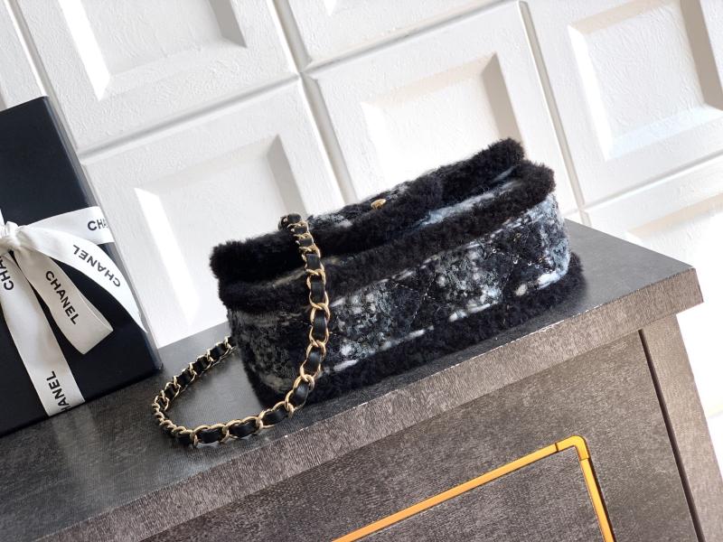 Small Chanel Tweed Flap Bag A01116 Black