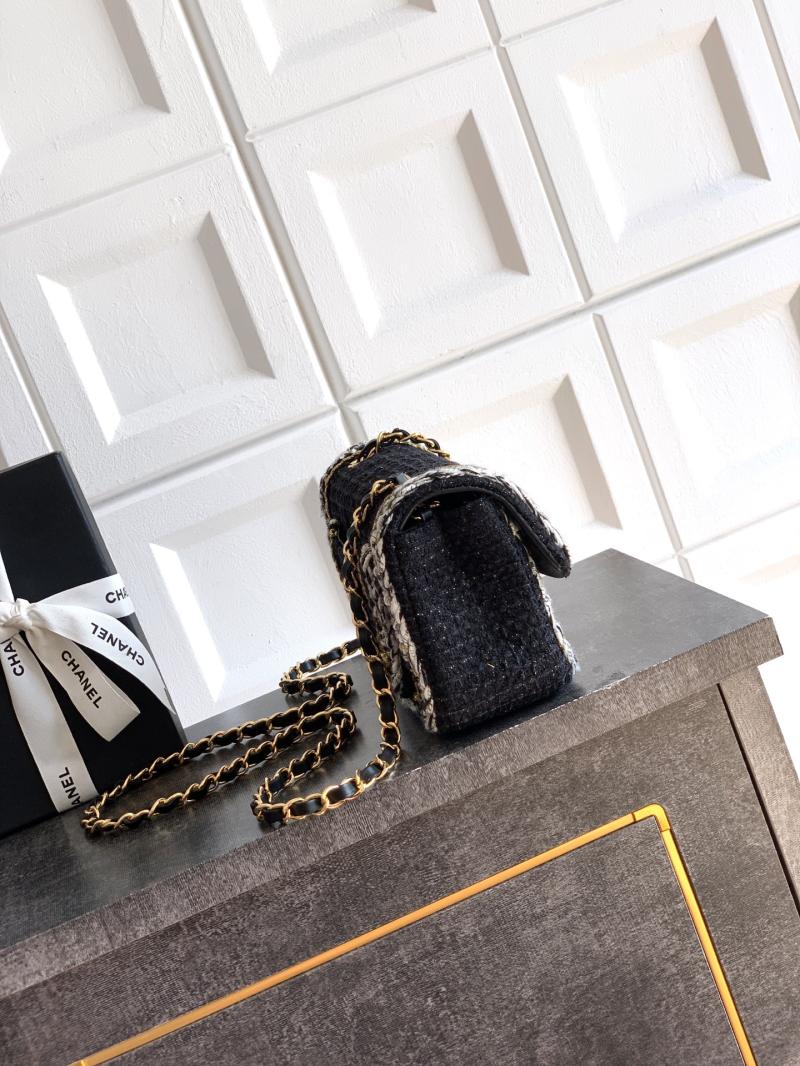 Small Chanel Tweed Flap Bag Black A01116