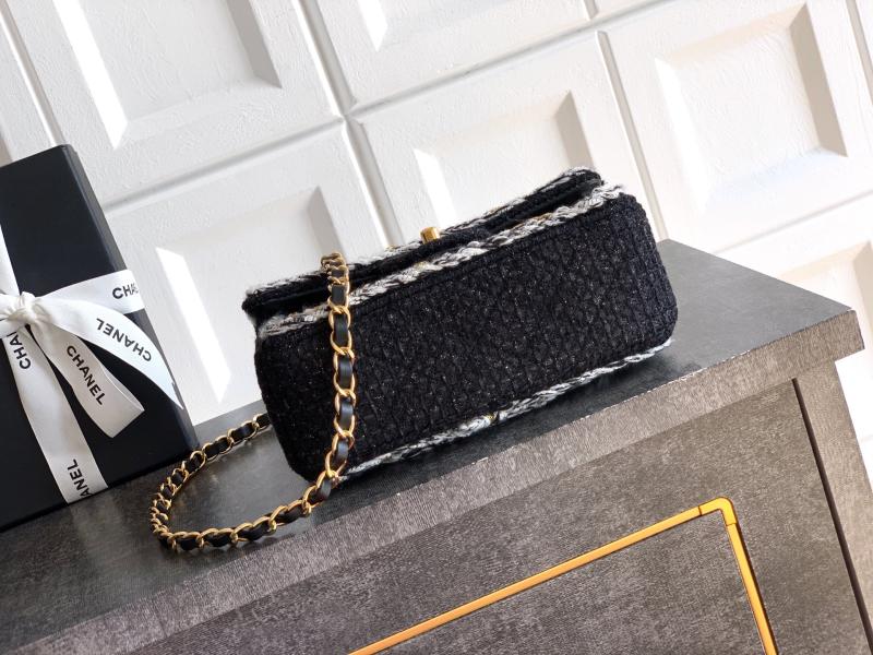 Small Chanel Tweed Flap Bag Black A01116