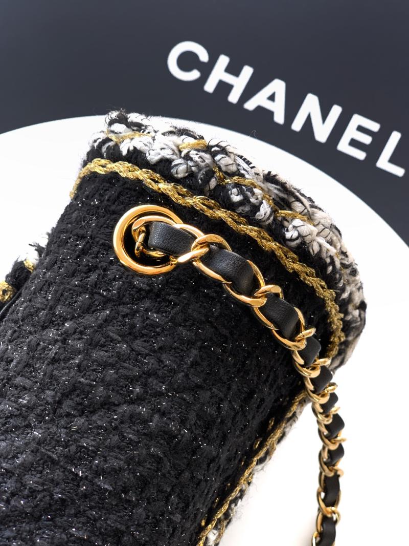 Small Chanel Tweed Flap Bag Black A01116