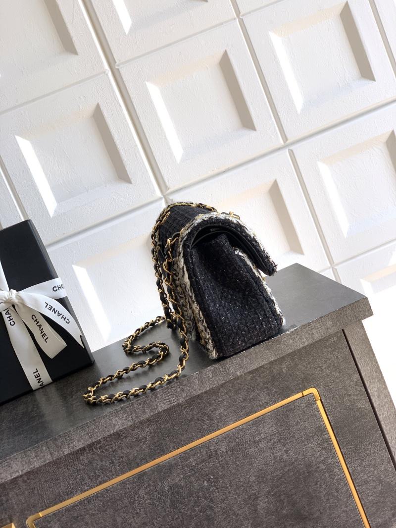 Small Chanel Tweed Flap Bag Black A01117