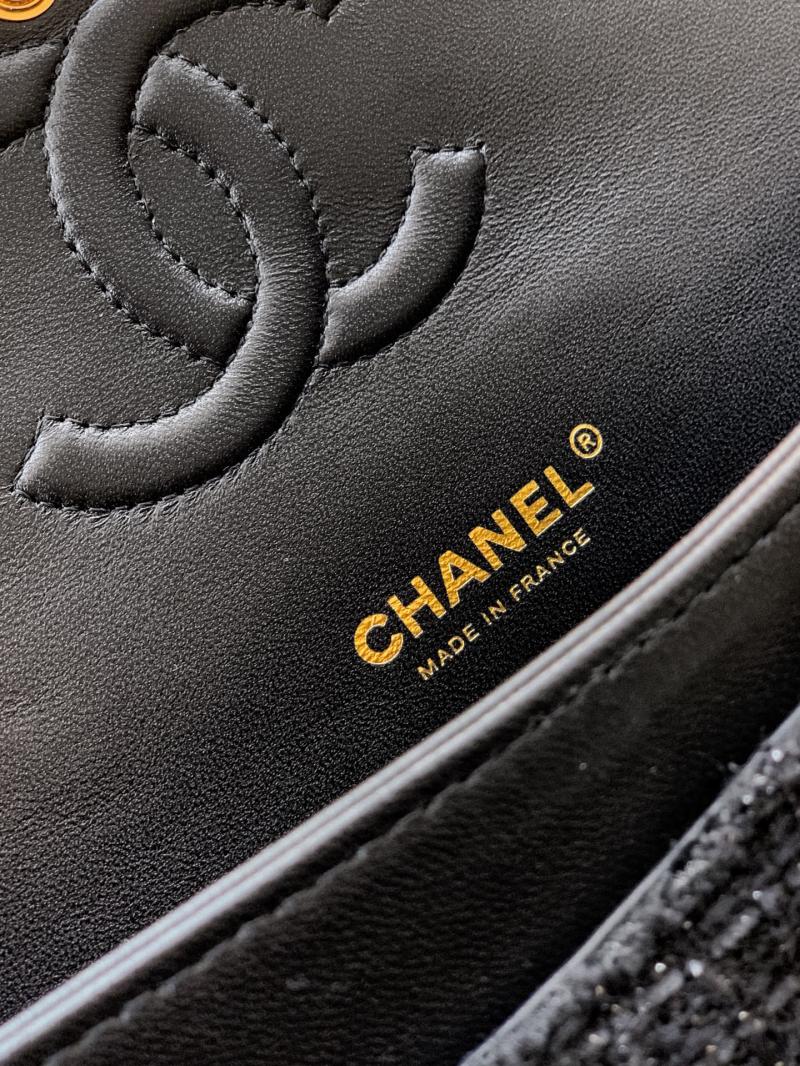 Small Chanel Tweed Flap Bag Black A01117