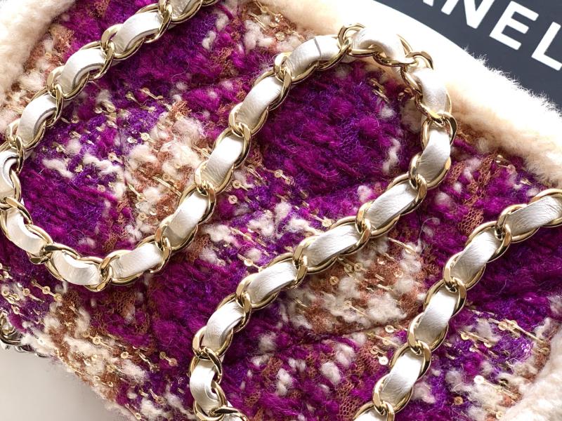 Small Chanel Tweed Flap Bag Pink A01116