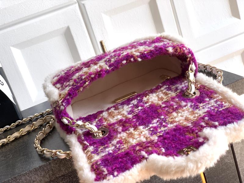 Small Chanel Tweed Flap Bag Pink A01116