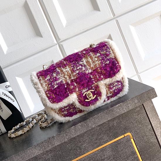 Small Chanel Tweed Flap Bag Pink A01116