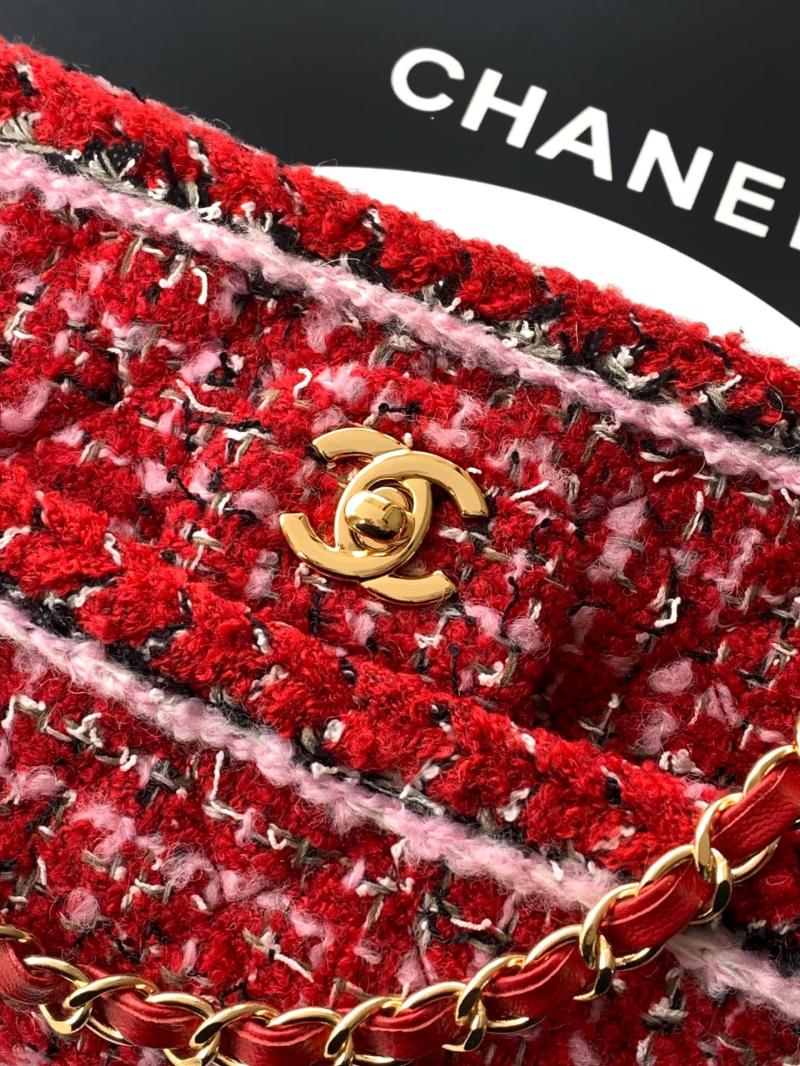 Small Chanel Tweed Flap Bag Red A01116