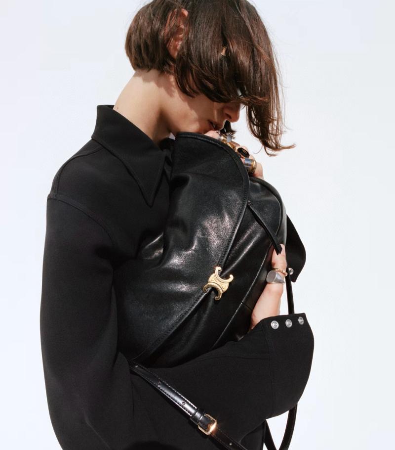 Celine Halfmoon Soft Triomphe Bag Bag Black 124142