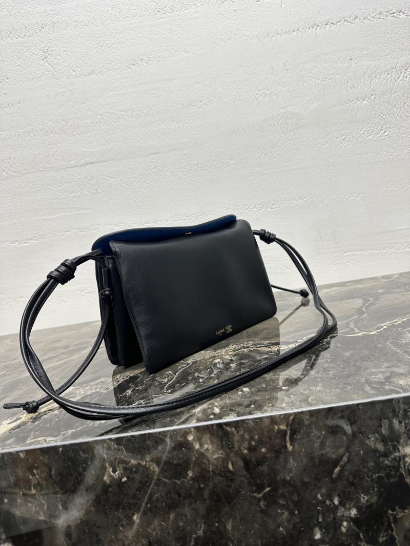 Celine Lambskin Trio Flap Black 10P862