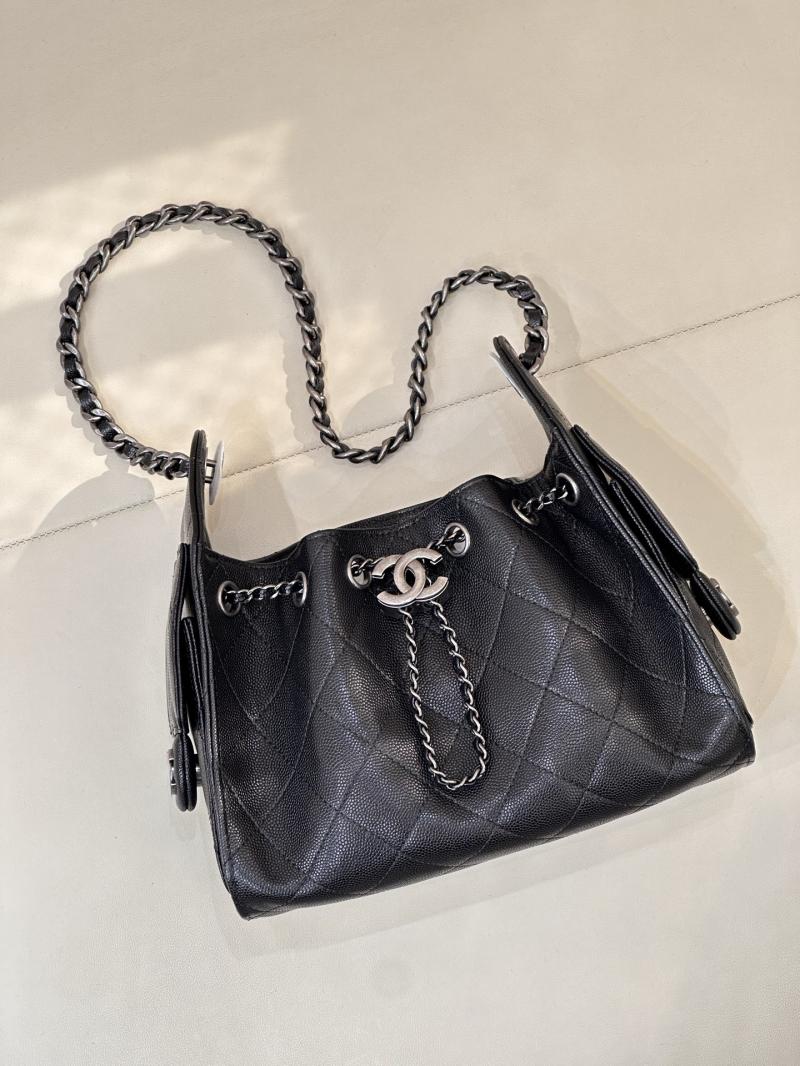 Chanel 25 Mini Handbag Black with Silver AS5631