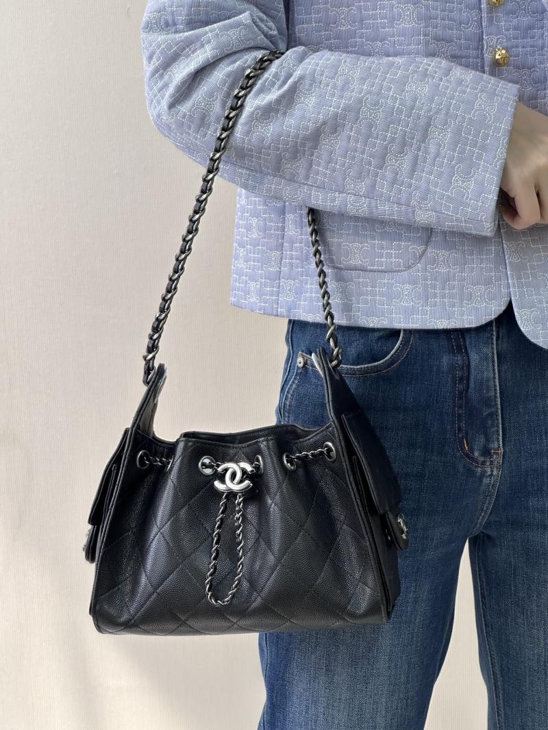 Chanel 25 Mini Handbag Black with Silver AS5631