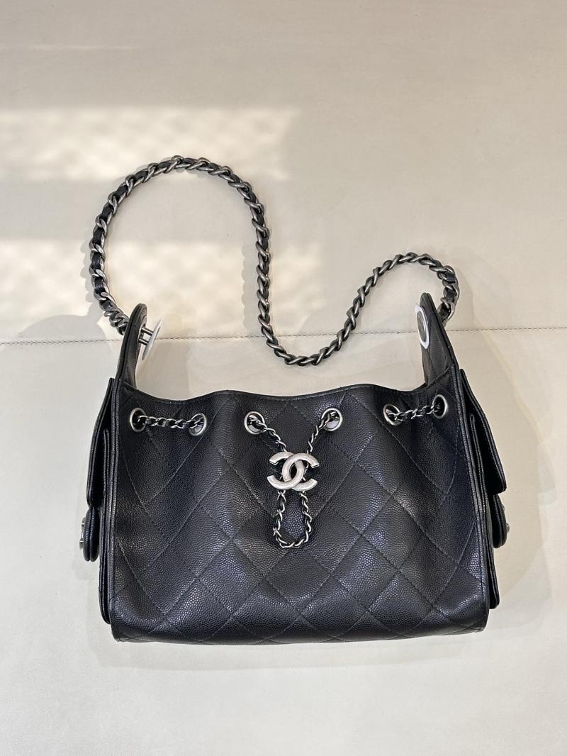 Chanel 25 Mini Handbag Black with Silver AS5631