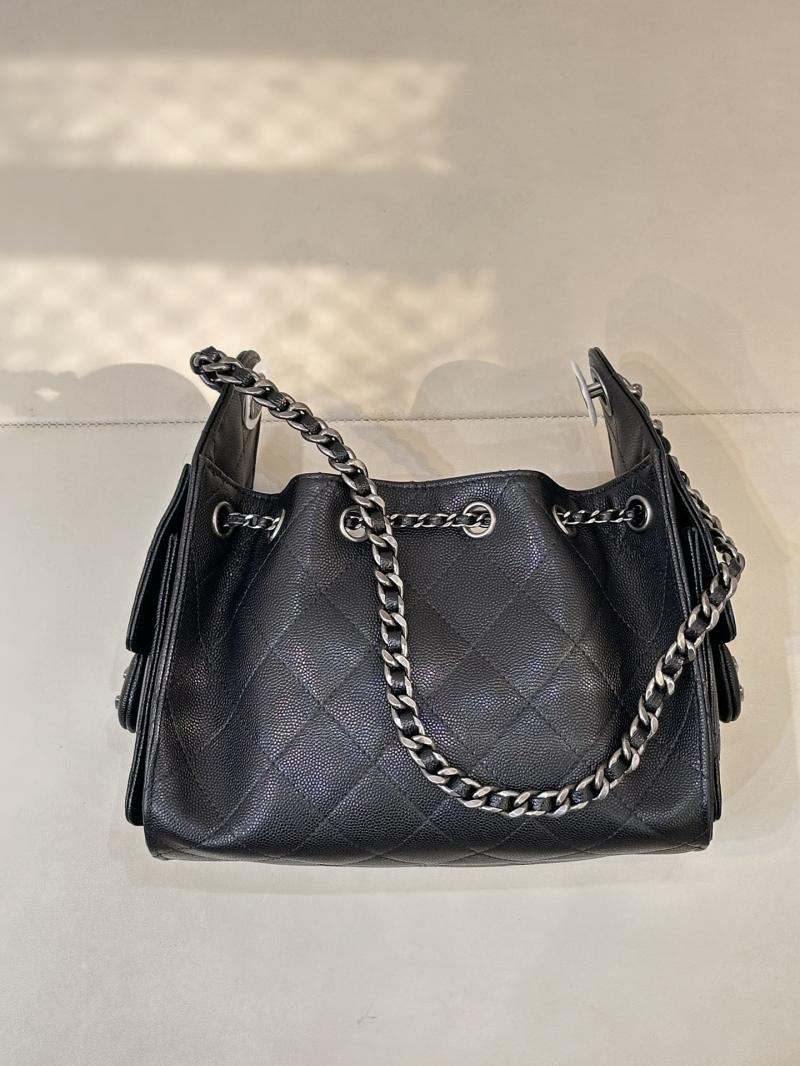 Chanel 25 Mini Handbag Black with Silver AS5631
