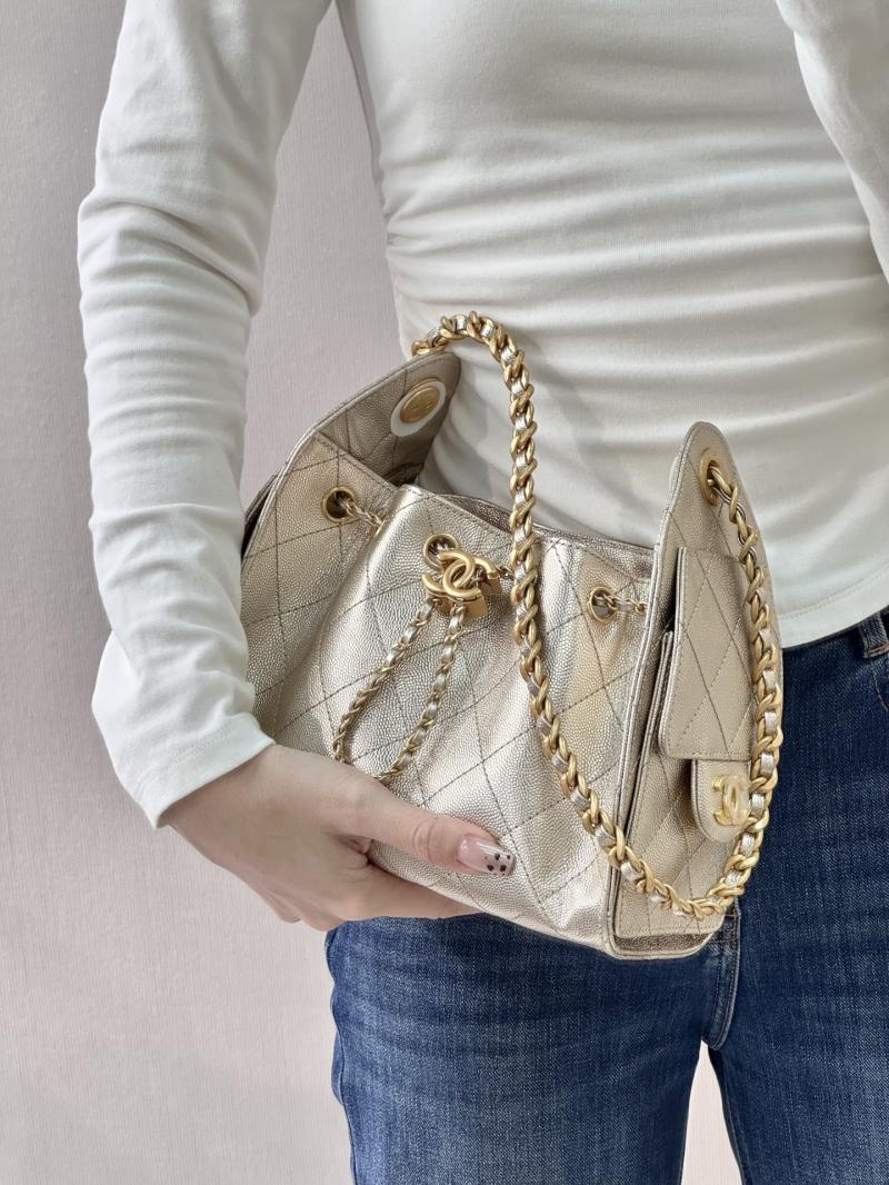 Chanel 25 Mini Handbag Champagne Gold AS5631