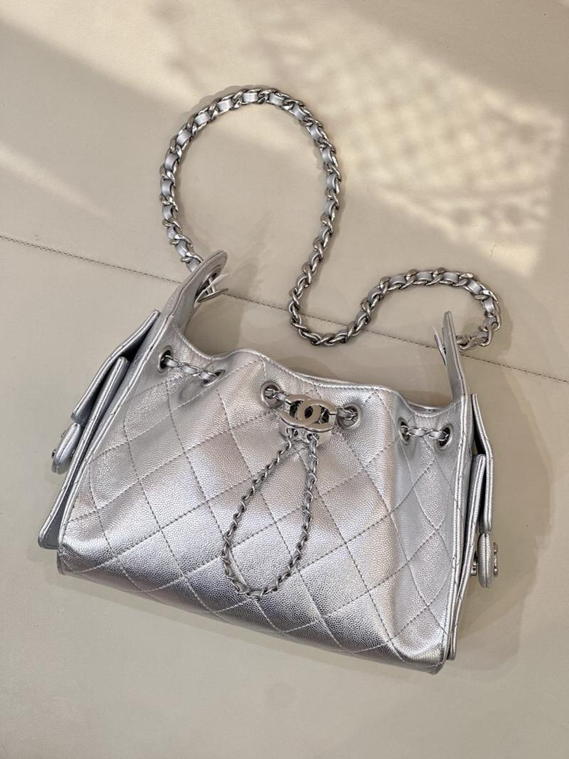 Chanel 25 Mini Handbag Silver AS5631