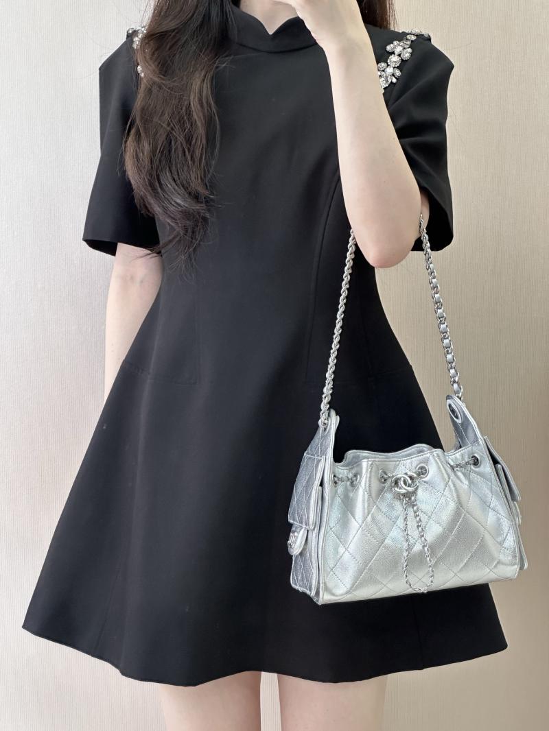 Chanel 25 Mini Handbag Silver AS5631