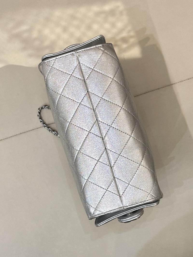 Chanel 25 Mini Handbag Silver AS5631