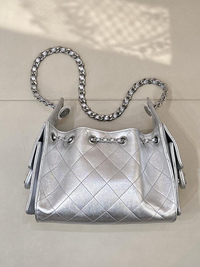 Chanel 25 Mini Handbag Silver AS5631