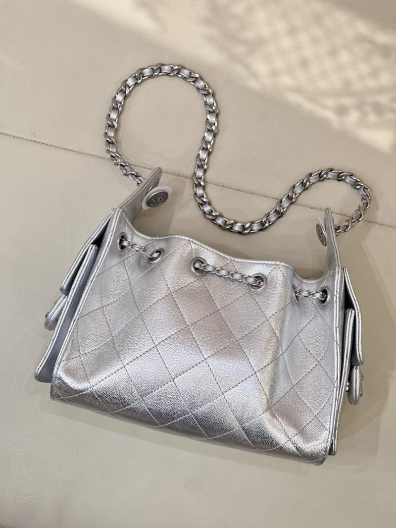 Chanel 25 Mini Handbag Silver AS5631