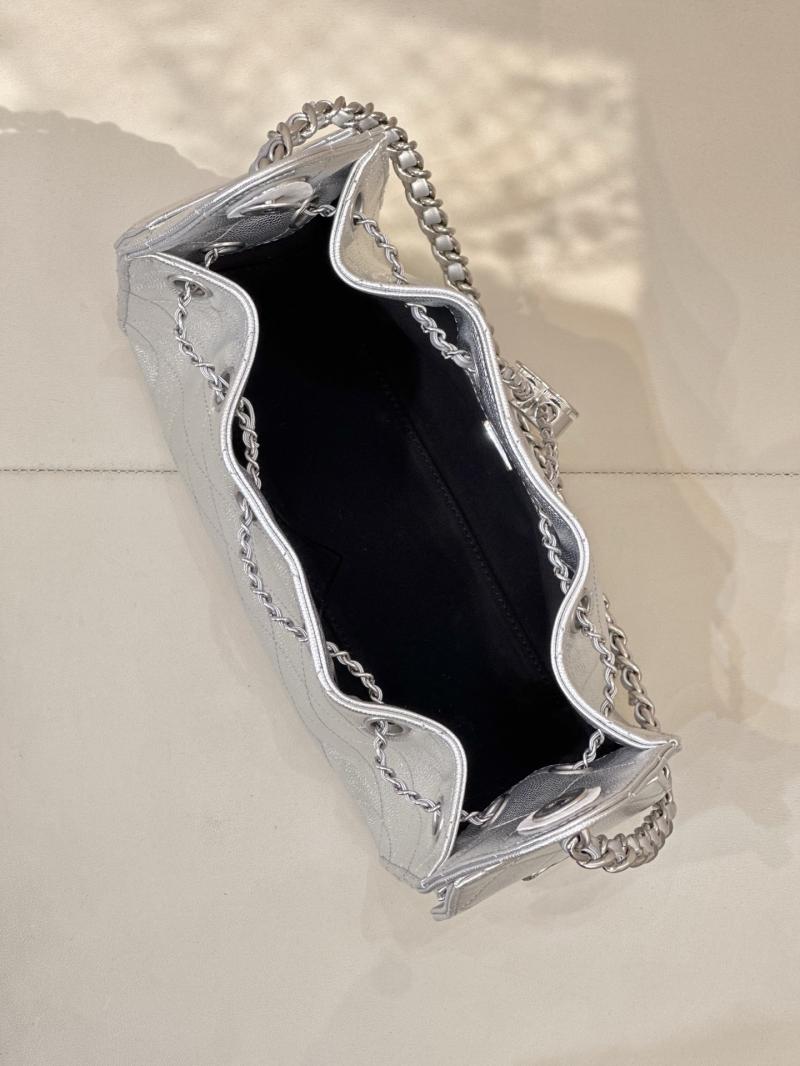 Chanel 25 Mini Handbag Silver AS5631