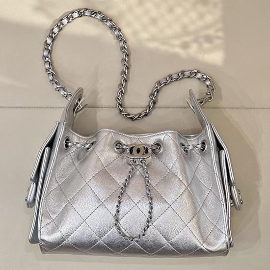 Chanel 25 Mini Handbag Silver AS5631