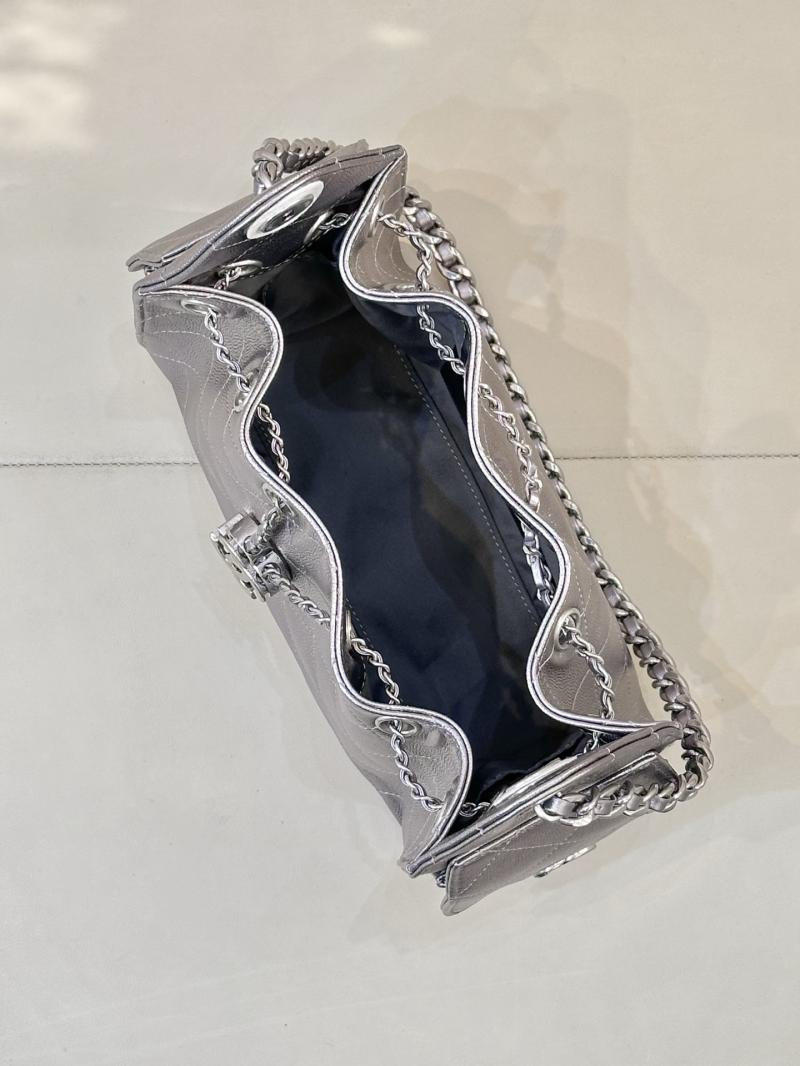 Chanel 25 Mini Handbag Silver Grey AS5631