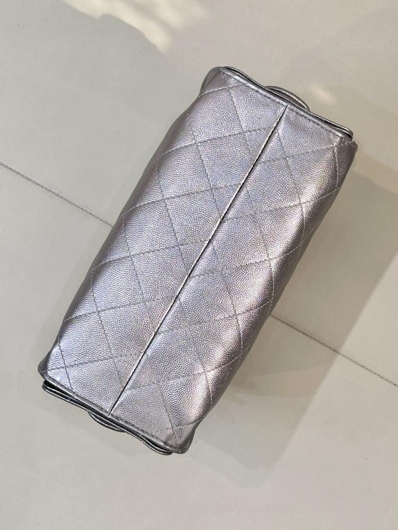 Chanel 25 Mini Handbag Silver Grey AS5631