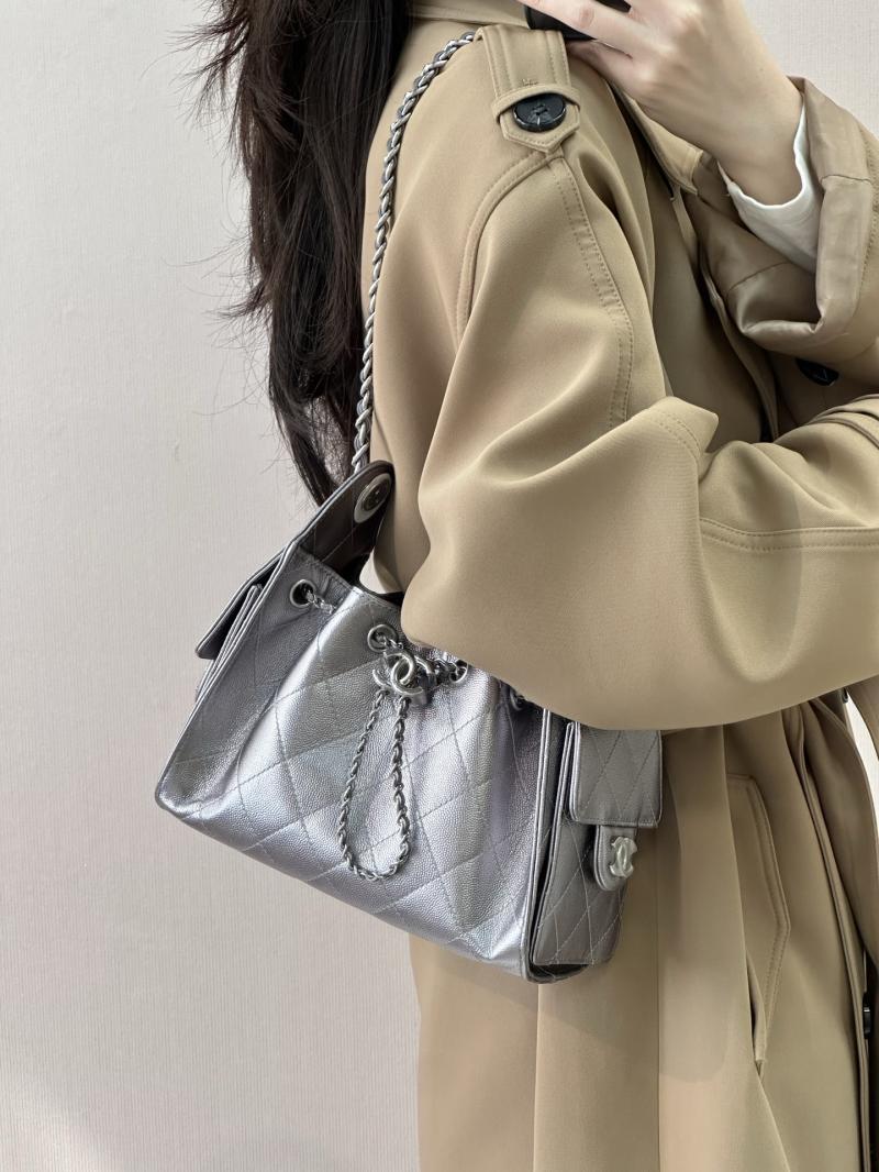 Chanel 25 Mini Handbag Silver Grey AS5631