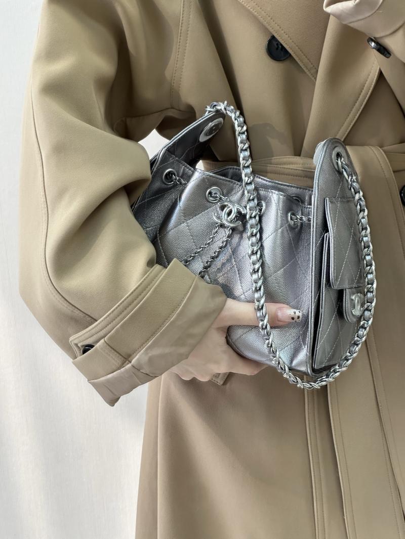 Chanel 25 Mini Handbag Silver Grey AS5631