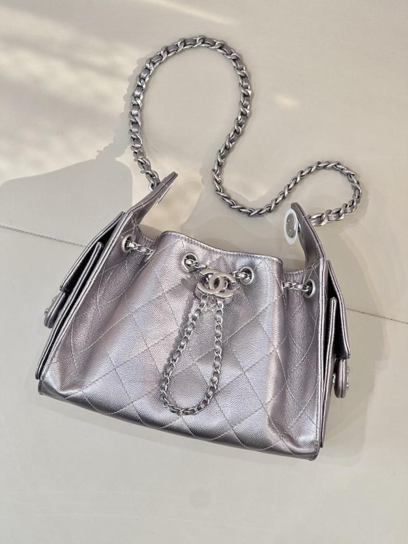 Chanel 25 Mini Handbag Silver Grey AS5631