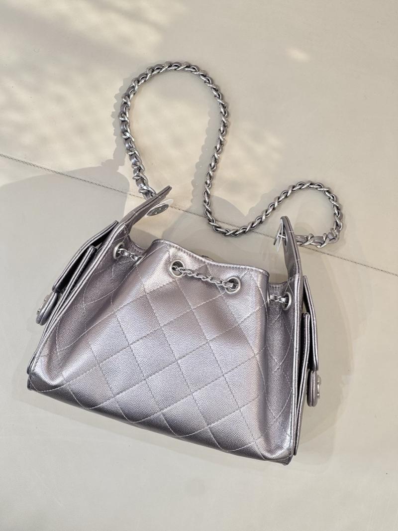 Chanel 25 Mini Handbag Silver Grey AS5631