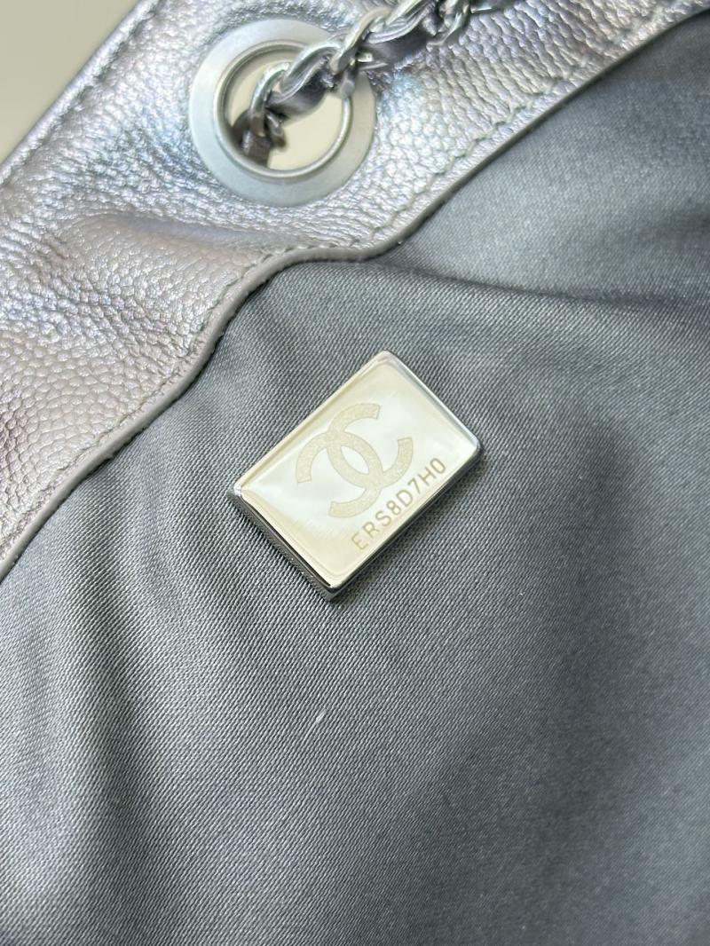 Chanel 25 Small Handbag Silver Grey AS5293