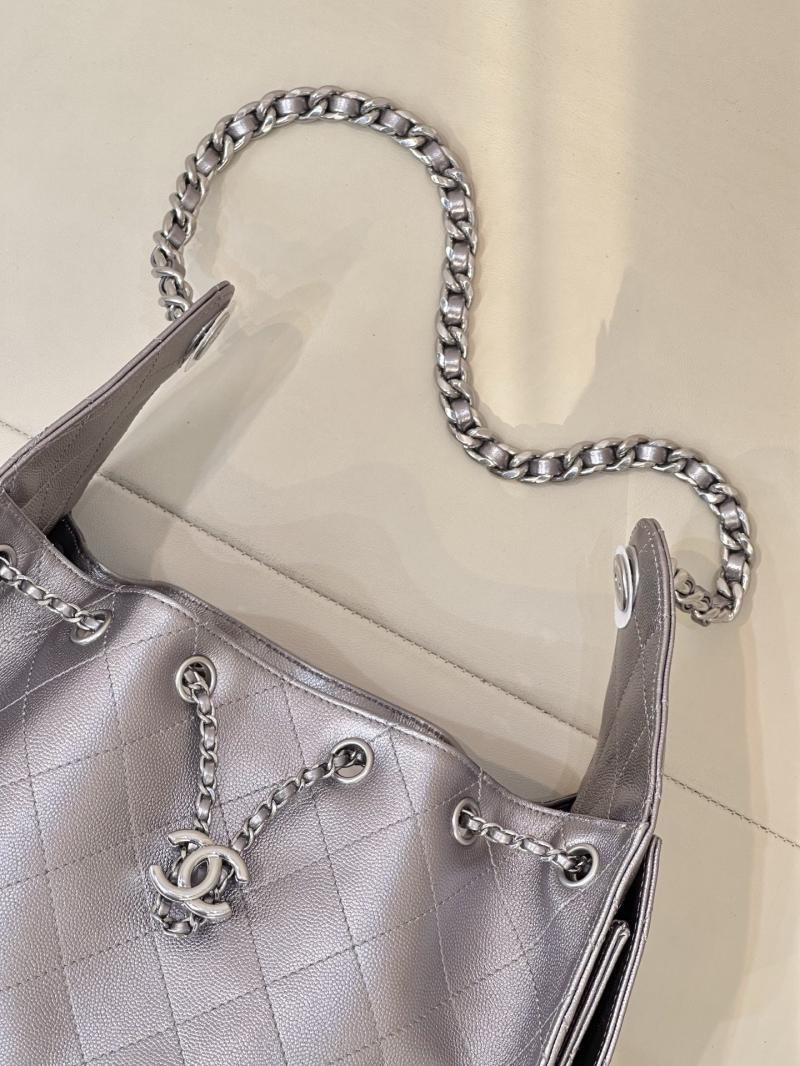 Chanel 25 Small Handbag Silver Grey AS5293