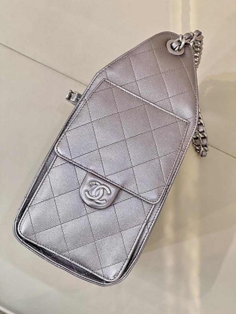 Chanel 25 Small Handbag Silver Grey AS5293