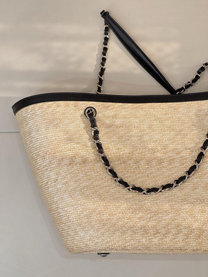 Chanel Braided Straw Large Tote Black AS5952