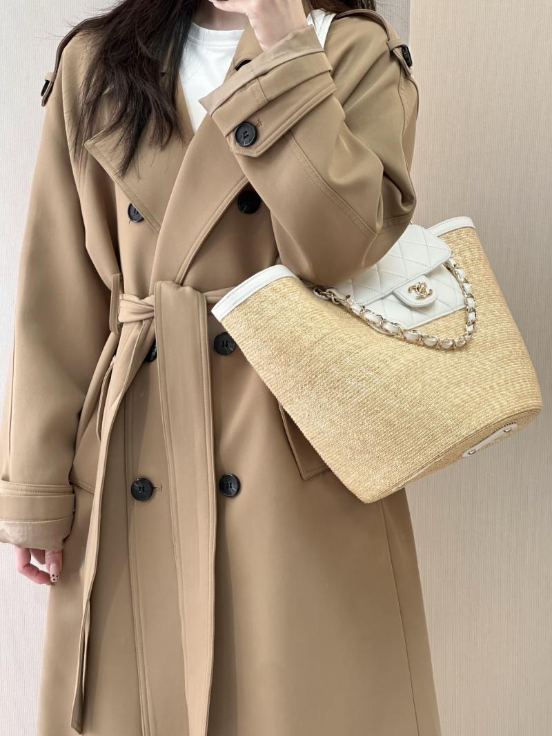 Chanel Braided Straw Large Tote White AS5952