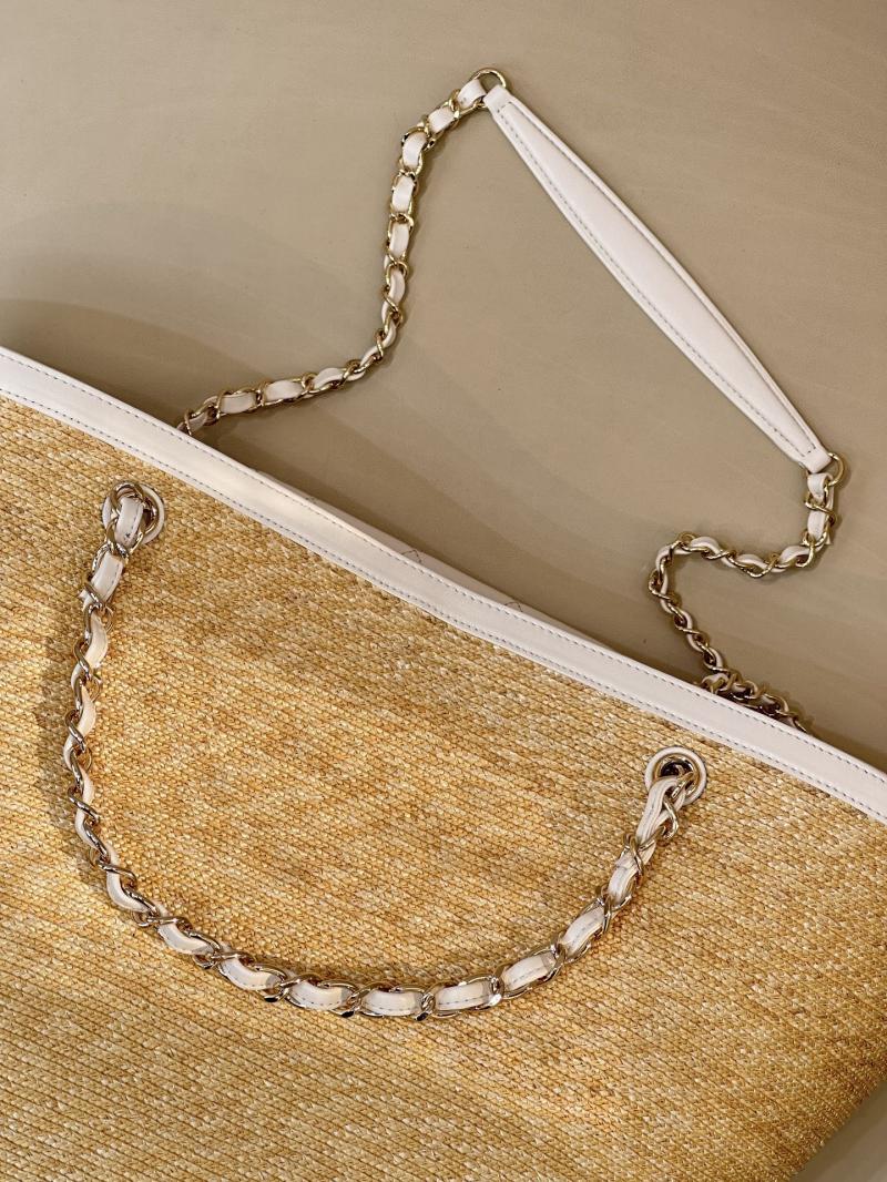 Chanel Braided Straw Large Tote White AS5952