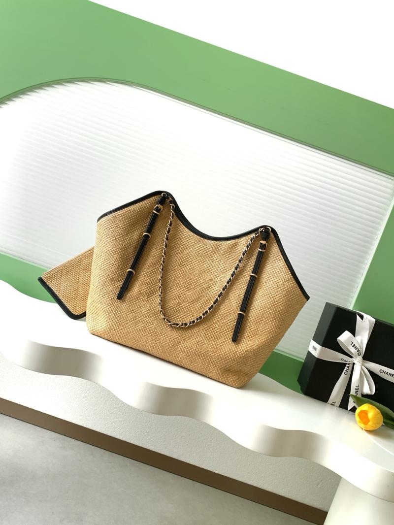 Chanel Large Raffia Shopping Bag Beige AS5466