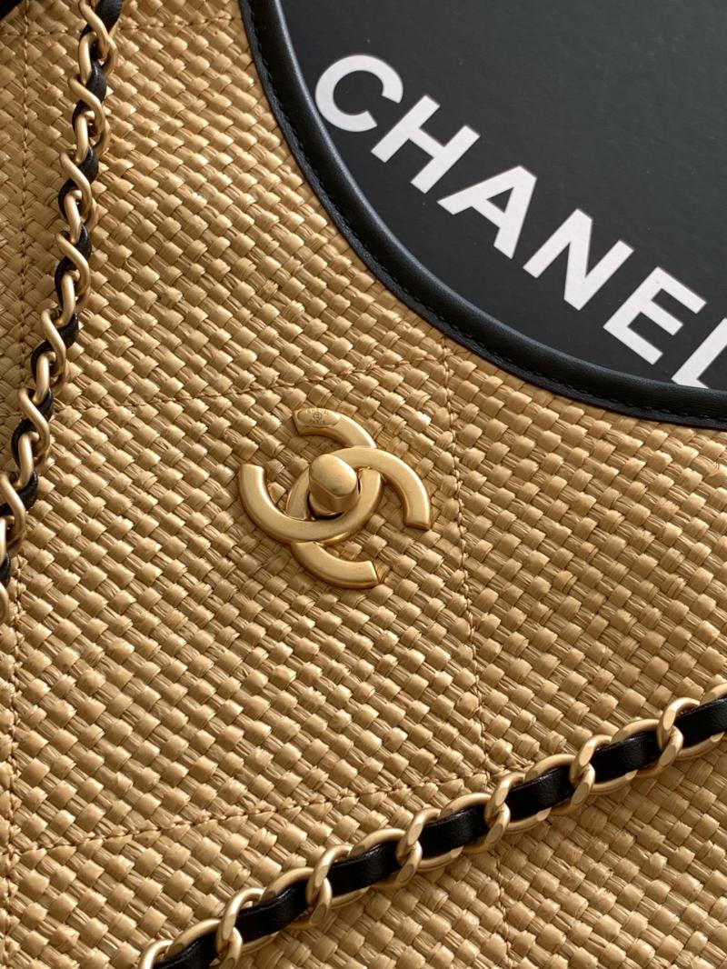 Chanel Large Raffia Shopping Bag Beige AS5466