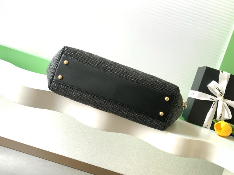 Chanel Large Raffia Shopping Bag Black AS5466